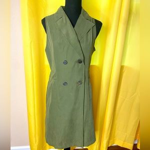 Love Tree Olive Green Double Breasted Sleeveless Dress Size Medium